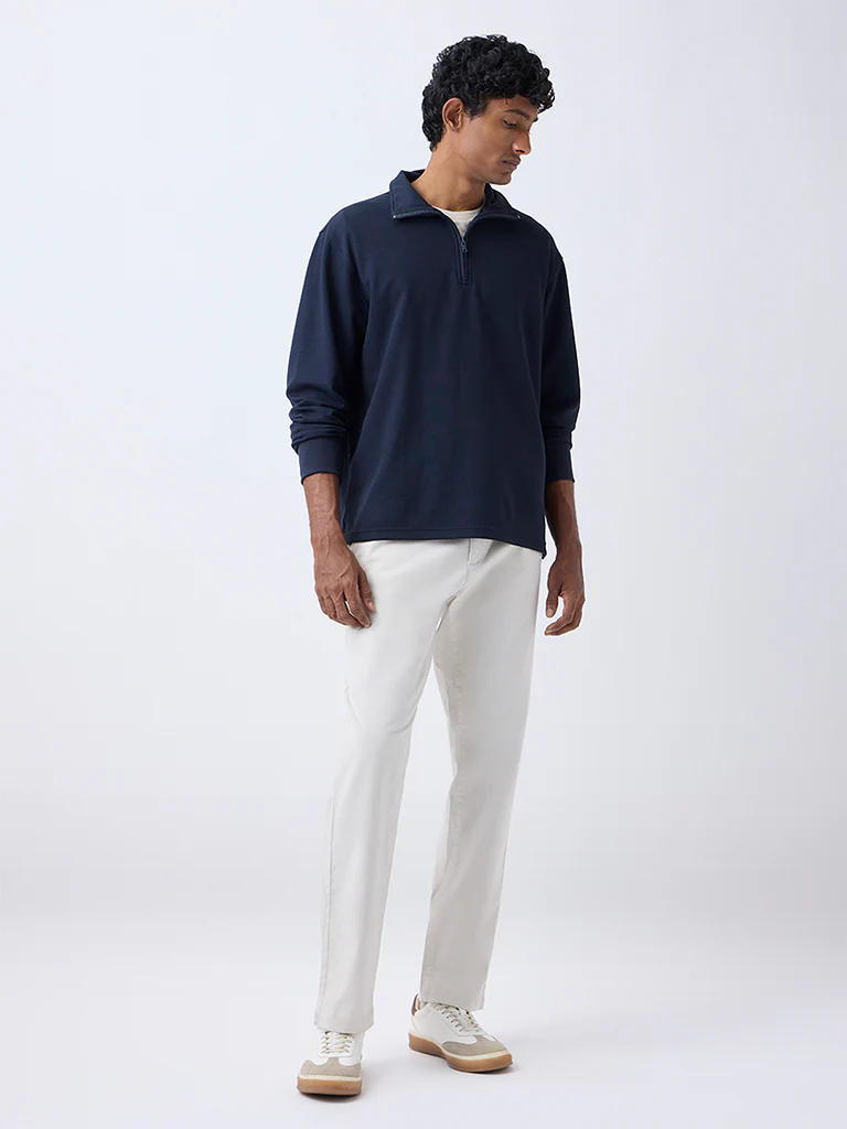 WES Casuals Navy Relaxed-Fit Quarter-Zip Sweatshirt - Image 3