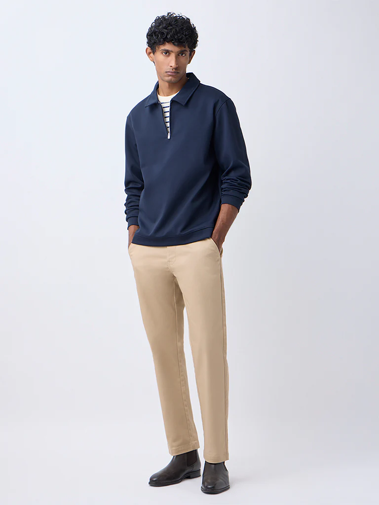WES Casuals Navy Relaxed-Fit Quarter-Zip Sweatshirt - Image 2