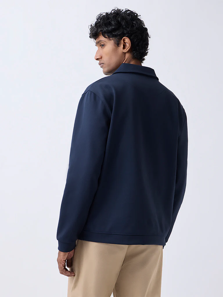 WES Casuals Navy Relaxed-Fit Quarter-Zip Sweatshirt - Image 4