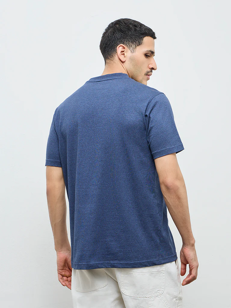 WES Casuals Navy Slim-Fit Cotton T-Shirt - Image 5