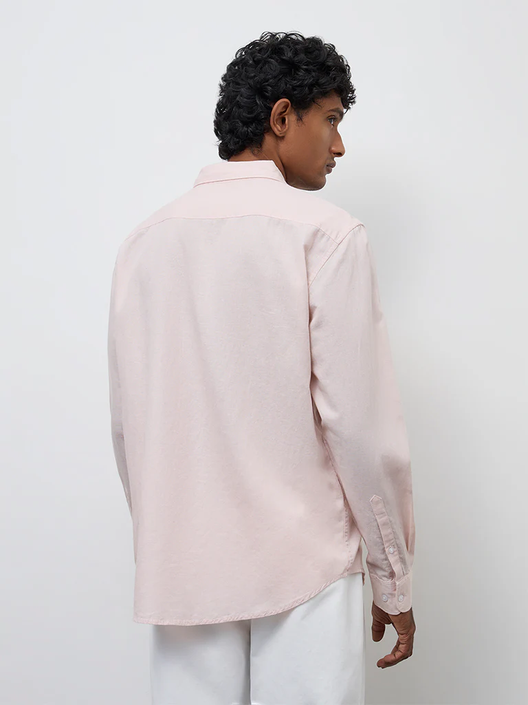 WES Casuals Pink Relaxed-Fit Cotton-Blend Shirt - Image 5