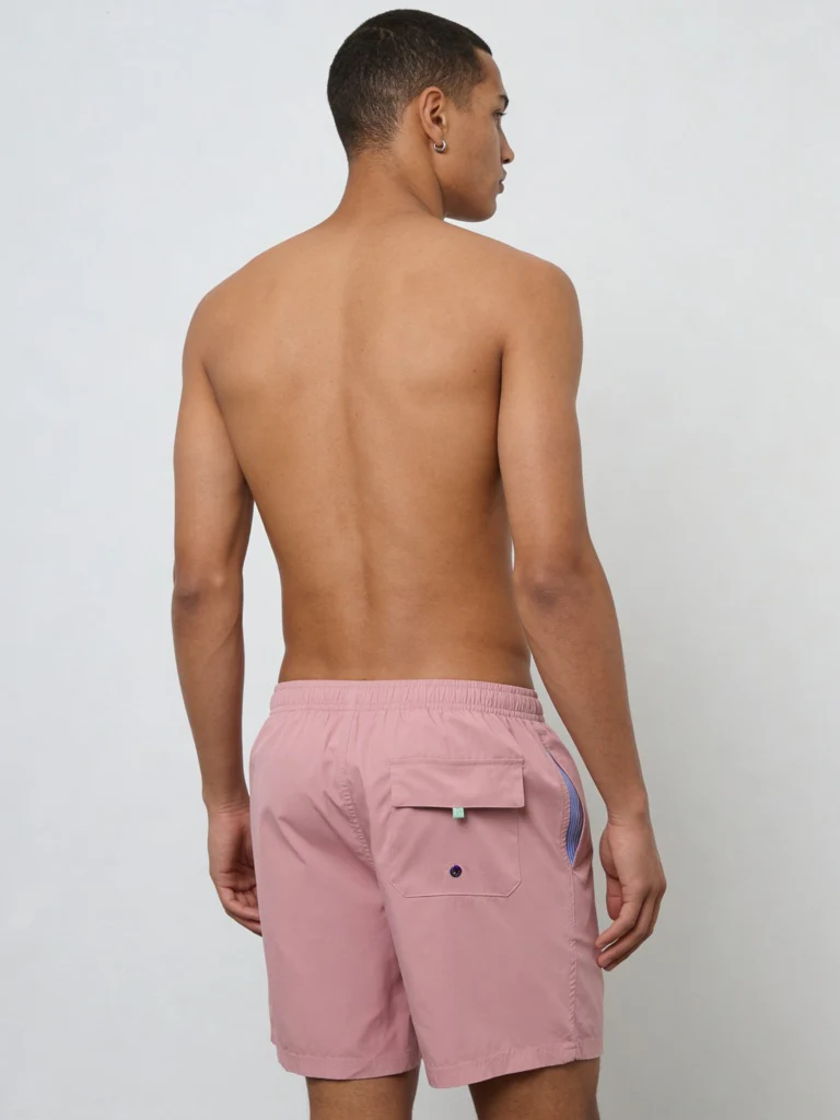 WES Casuals Pink Relaxed-Fit Mid-Rise Swimwear Shorts - Image 4