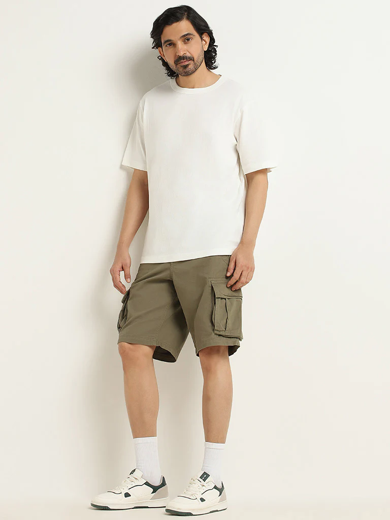WES Casuals Plain White Cotton T-Shirt - Image 6