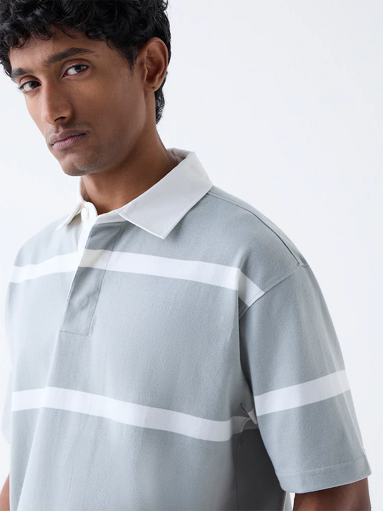 WES Casuals Sage Relaxed Fit Cotton-Blend Polo T-Shirt - Image 3