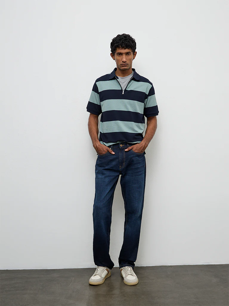 WES Casuals Sage Relaxed-Fit Quarter-Zip Polo T-Shirt
