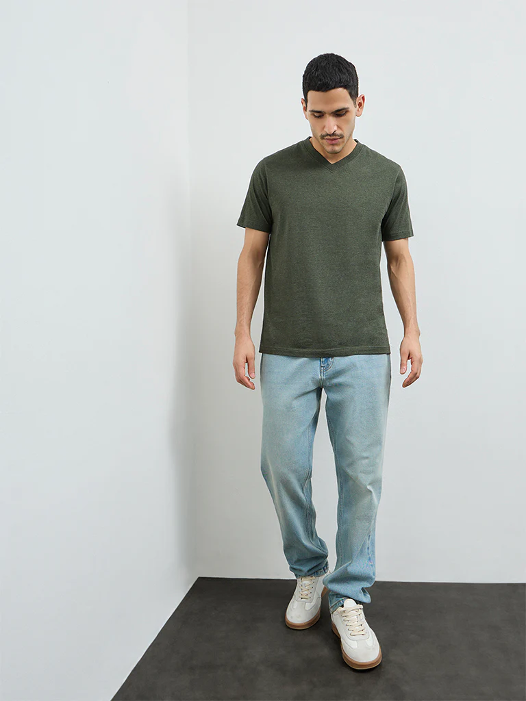 WES Casuals Sage Slim-Fit Cotton T-Shirt - Image 2