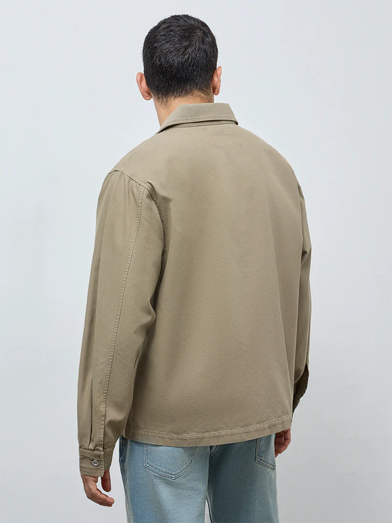 WES Casuals Sage Solid Relaxed-Fit Cotton Shirt - Image 5