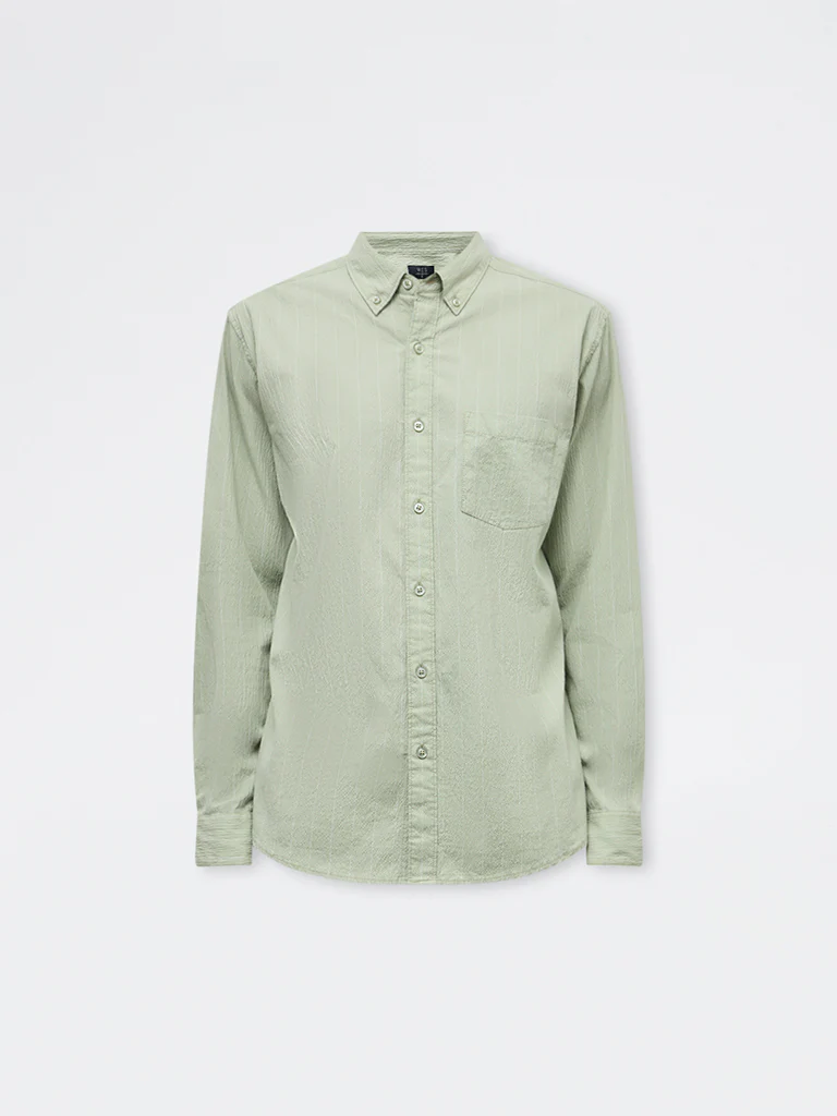 WES Casuals Sage Striped Relaxed-Fit Cotton-Blend Shirt - Image 5