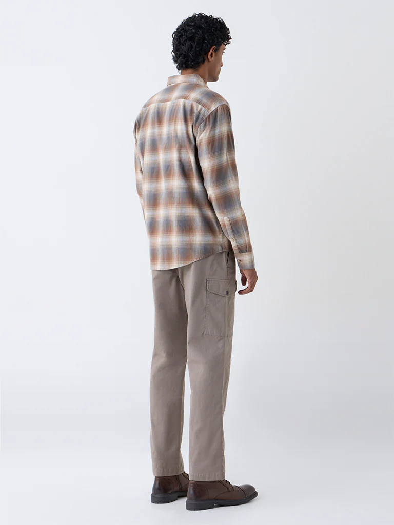 WES Casuals Taupe Relaxed-Fit Cotton Trousers - Image 5