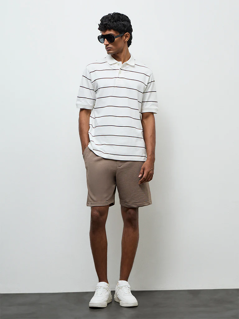 WES Casuals Taupe Relaxed-Fit Shorts