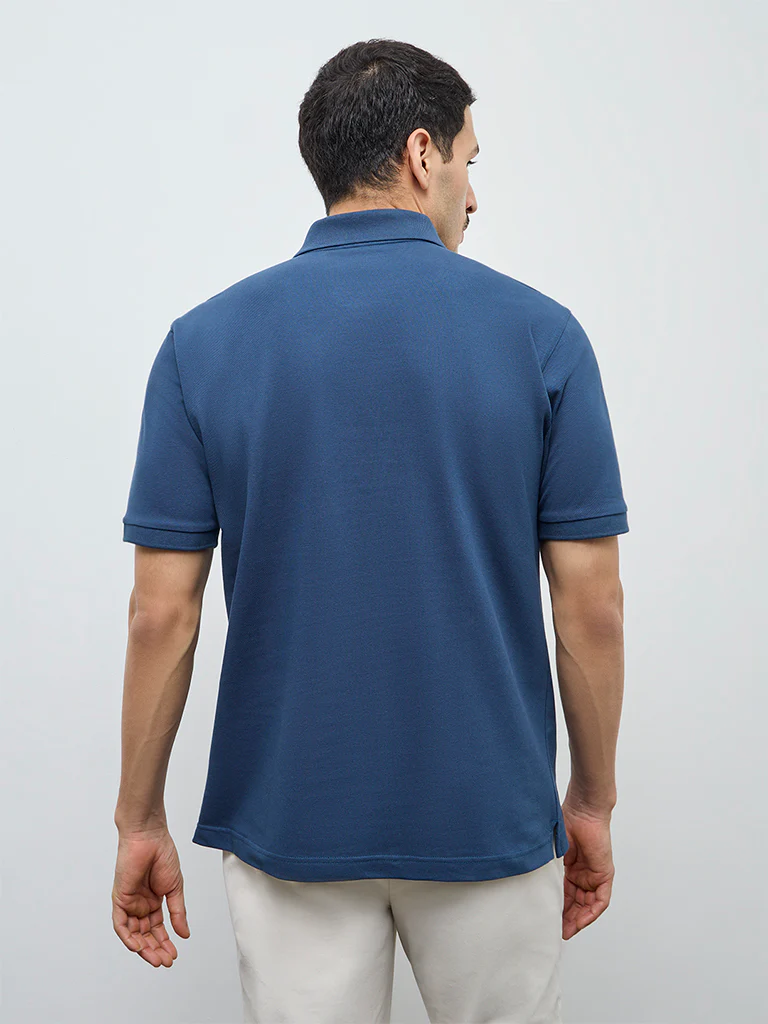 WES Casuals Teal Relaxed-Fit Cotton-Blend Polo T-Shirt - Image 5