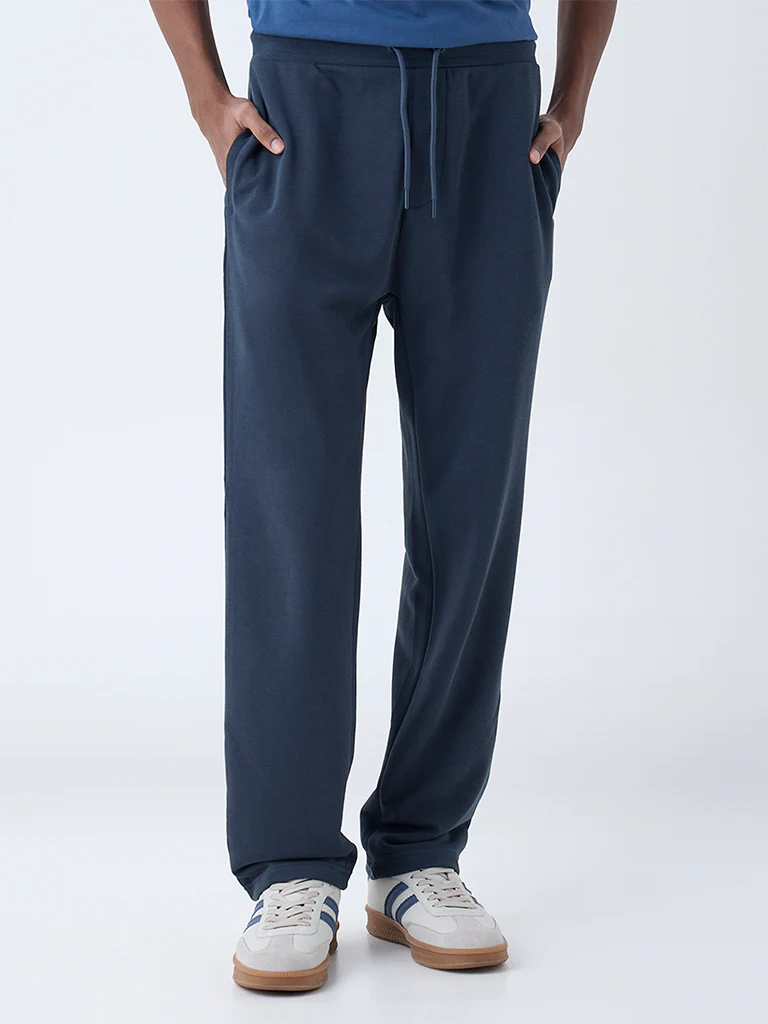 WES Casuals Teal Relaxed-Fit Cotton-Blend Track Pants - Image 2