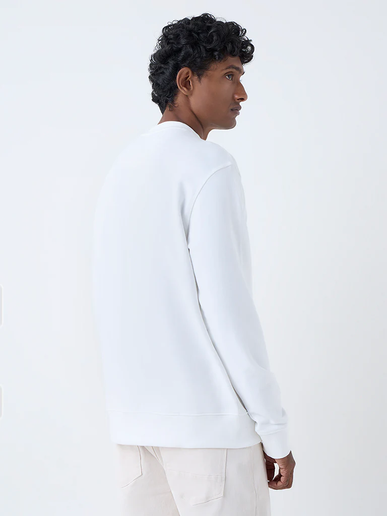 WES Casuals White Relaxed-Fit Cotton-Blend Sweatshirt - Image 5