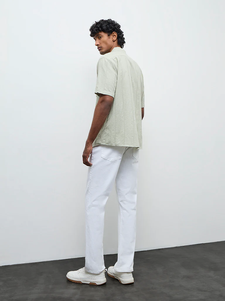 WES Casuals White Relaxed Fit Mid-Rise Jeans - Image 4