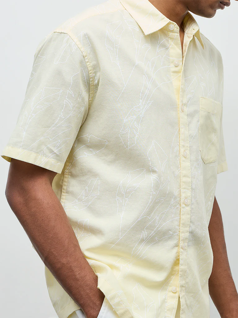 WES Casuals Yellow Relaxed-Fit Cotton-Blend Shirt - Image 2
