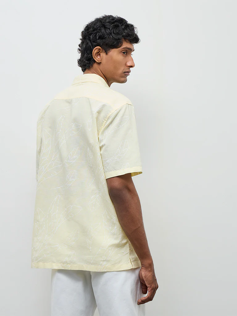 WES Casuals Yellow Relaxed-Fit Cotton-Blend Shirt - Image 3