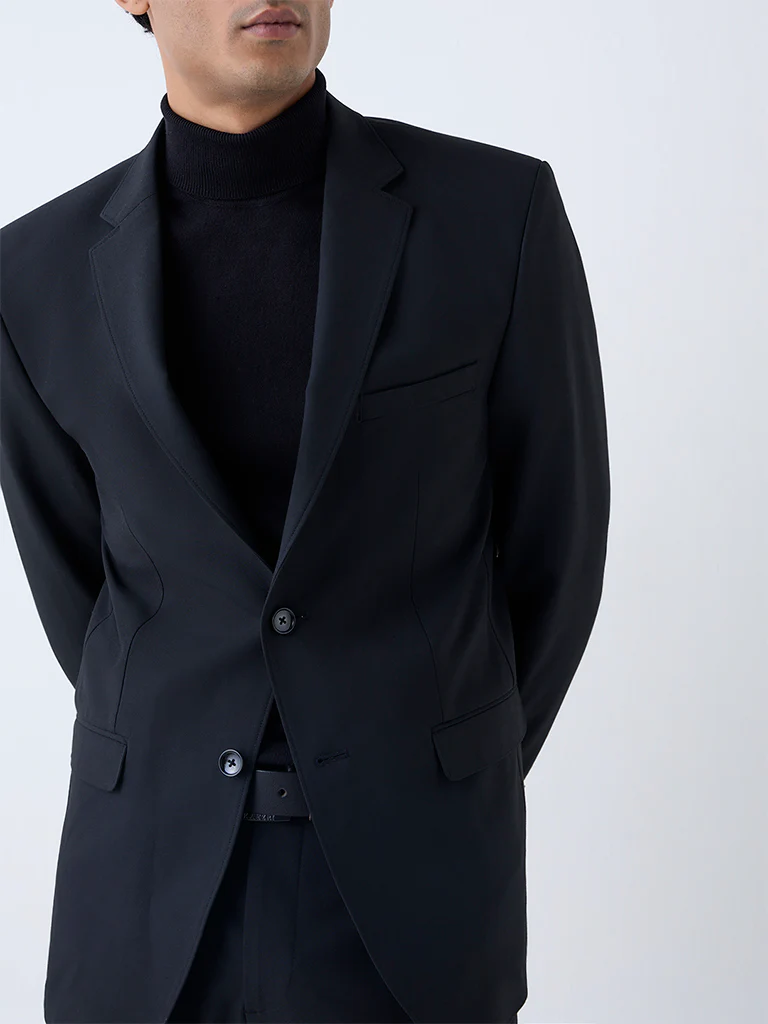 WES Formals Black Slim-Fit Blazer - Image 3