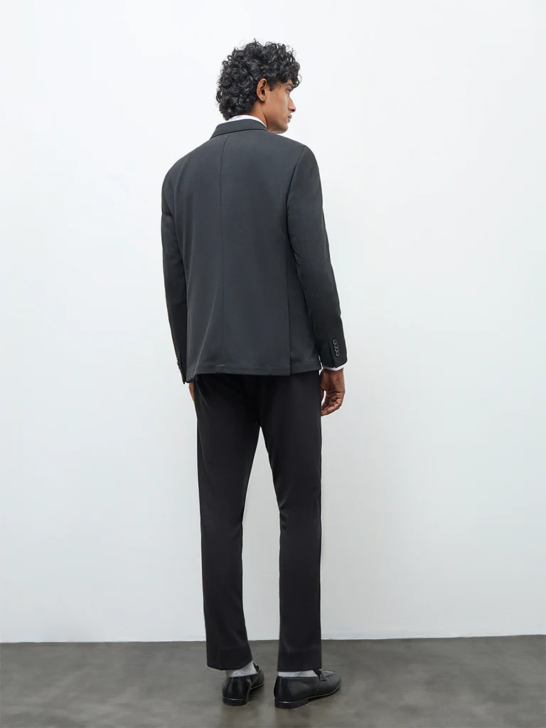 WES Formals Black Slim-Fit Mid-Rise Trousers - Image 4