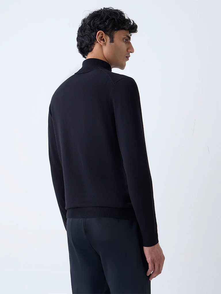 WES Formals Black Slim-Fit Turtleneck Sweater - Image 5
