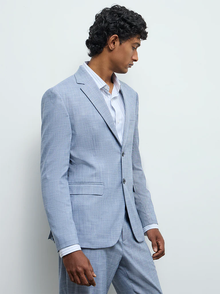 WES Formals Blue Slim-Fit Blazer