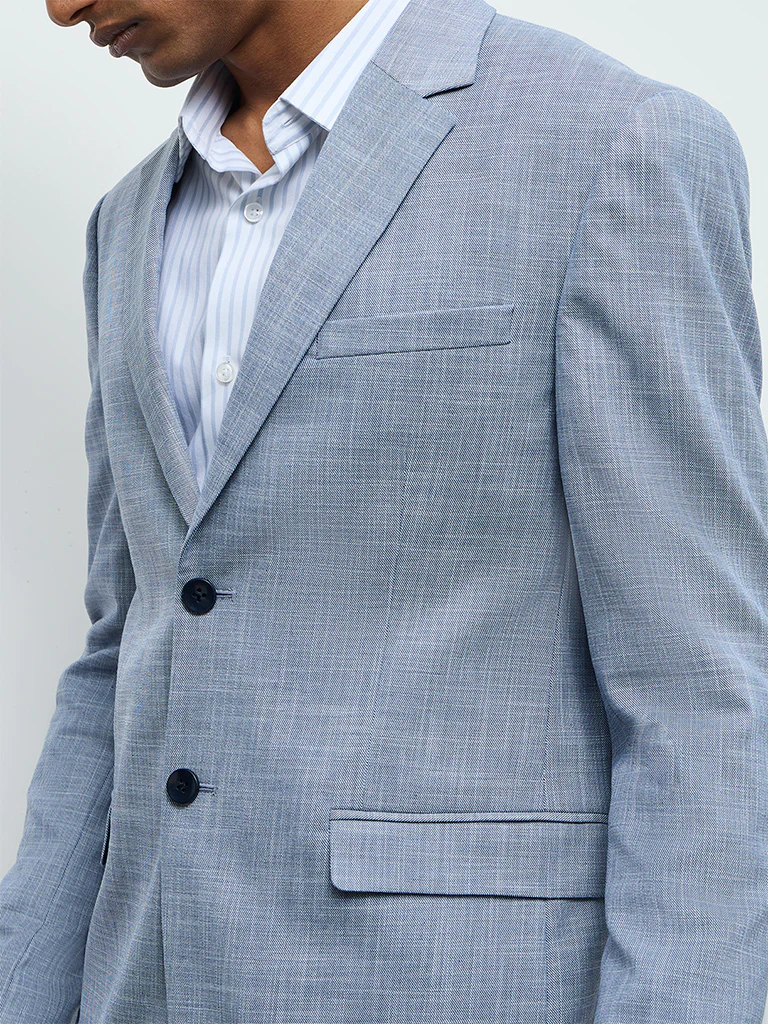 WES Formals Blue Slim-Fit Blazer - Image 3