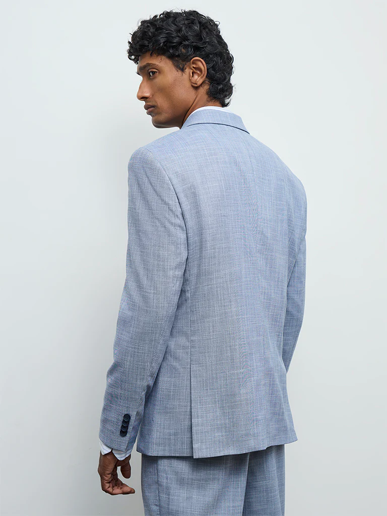 WES Formals Blue Slim-Fit Blazer - Image 4