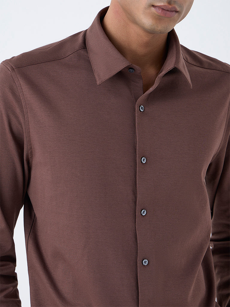 WES Formals Brown Relaxed-Fit Shirt - Image 3