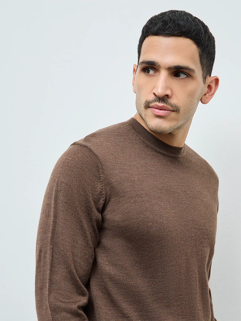 WES Formals Brown Relaxed-Fit Sweater - Image 3