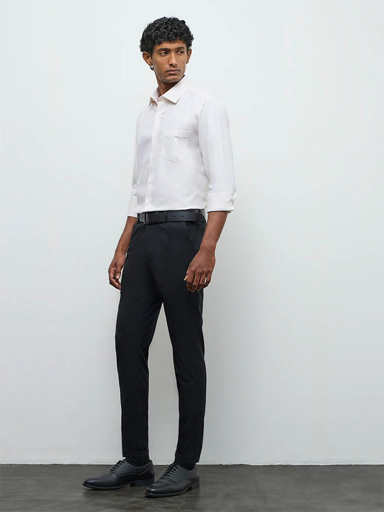 WES Formals Cream Slim-Fit Cotton Shirt - Image 2