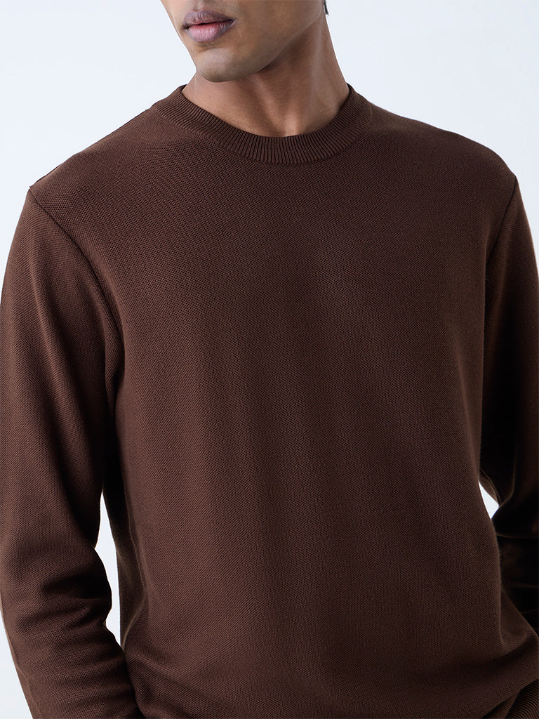WES Formals Dark Brown Slim-Fit Sweater - Image 3