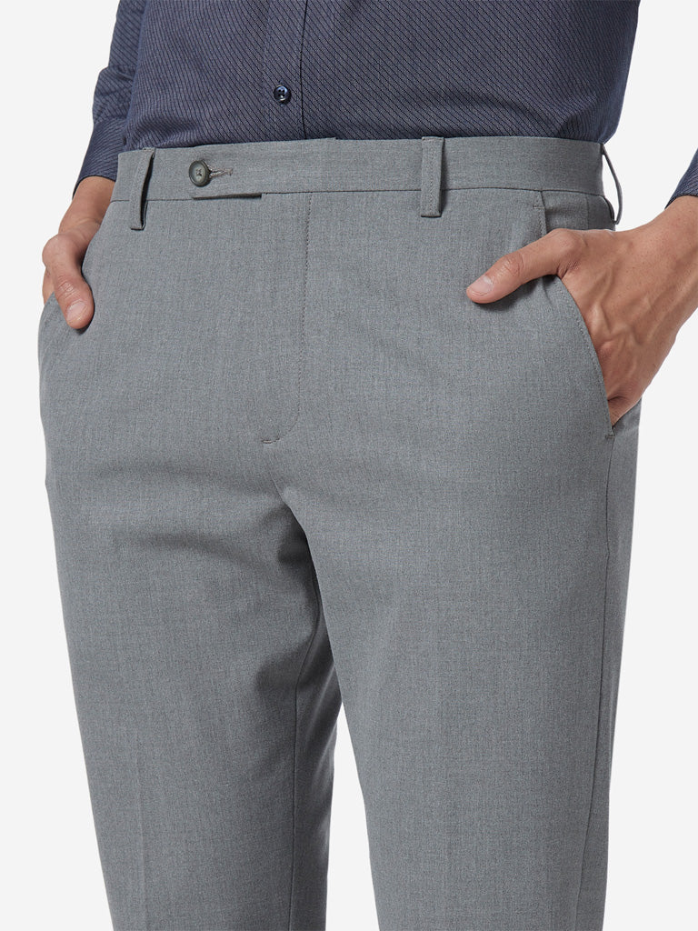 WES Formals Grey Carrot Fit Trousers - Image 3