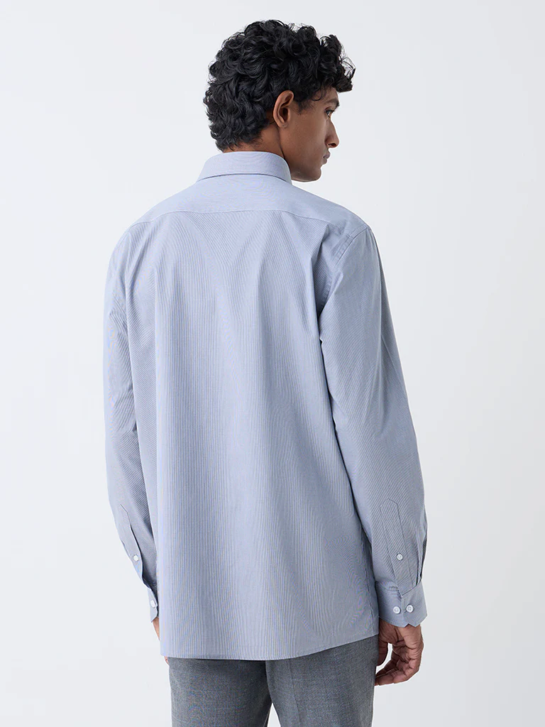 WES Formals Grey Checks Pattern Relaxed-Fit Cotton Shirt - Image 4