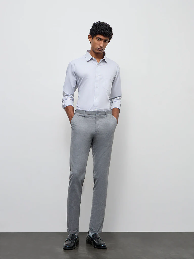 WES Formals Grey Relaxed-Fit Cotton Shirt - Image 2
