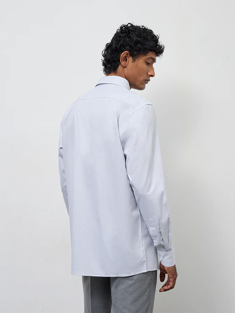 WES Formals Grey Relaxed-Fit Cotton Shirt - Image 4