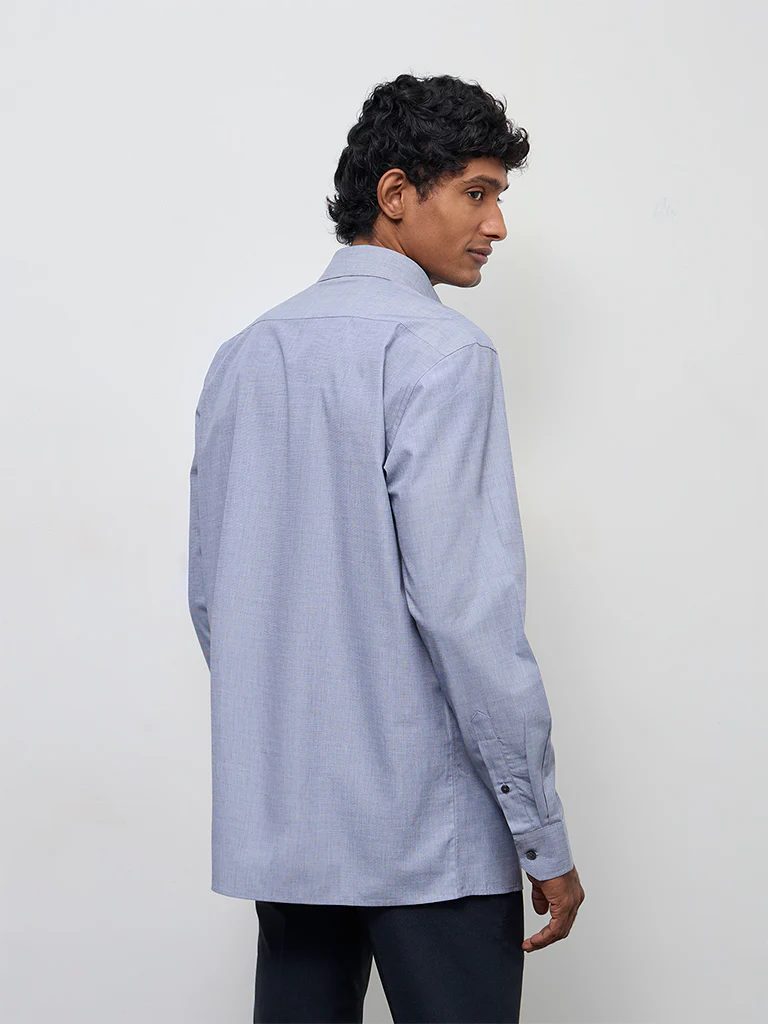 WES Formals Grey Relaxed-Fit Cotton Shirt - Image 4