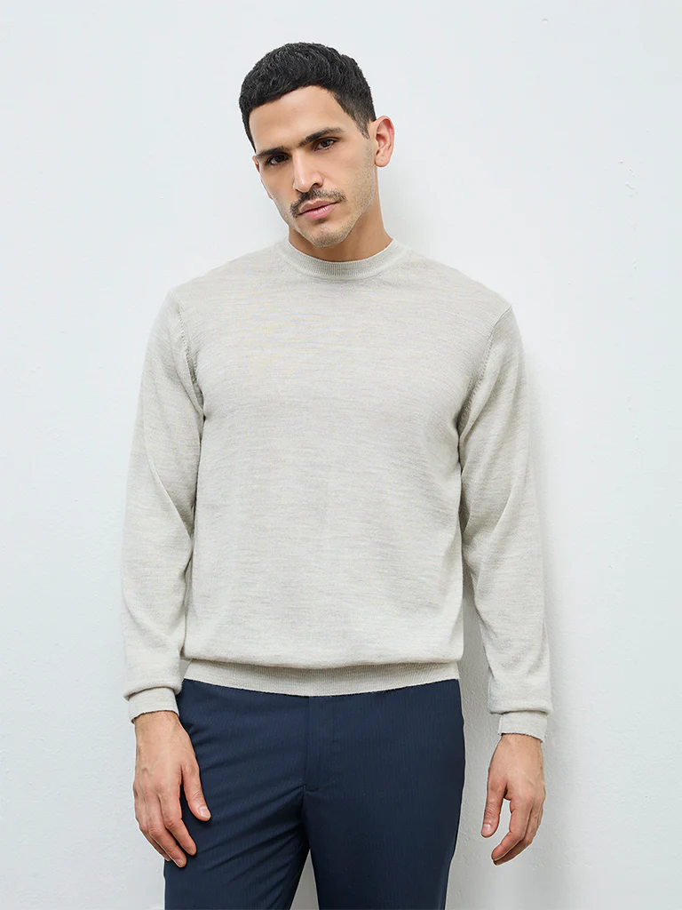 WES Formals Grey Relaxed-Fit Sweater