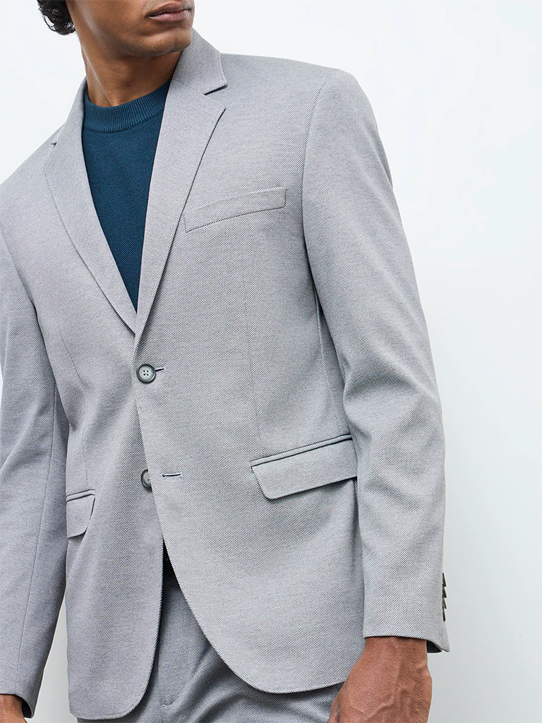 WES Formals Grey Slim-Fit Blazer - Image 3