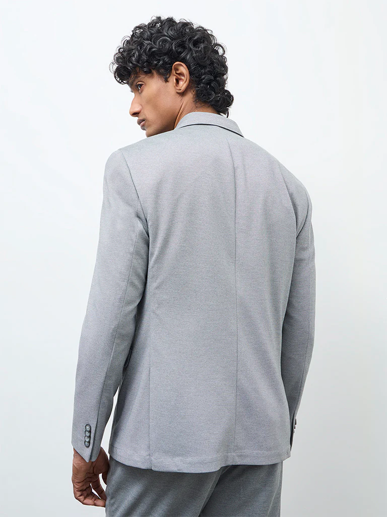 WES Formals Grey Slim-Fit Blazer - Image 4