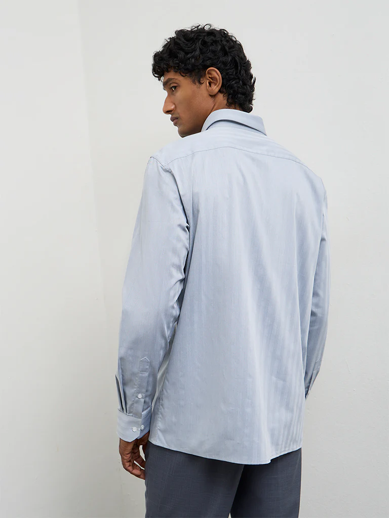 WES Formals Grey Slim-Fit Cotton Shirt - Image 4