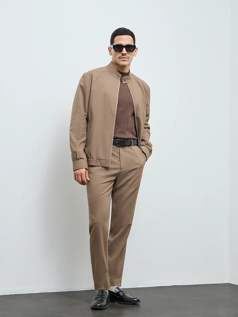 WES Formals Khaki Slim-Fit Jacket - Image 3