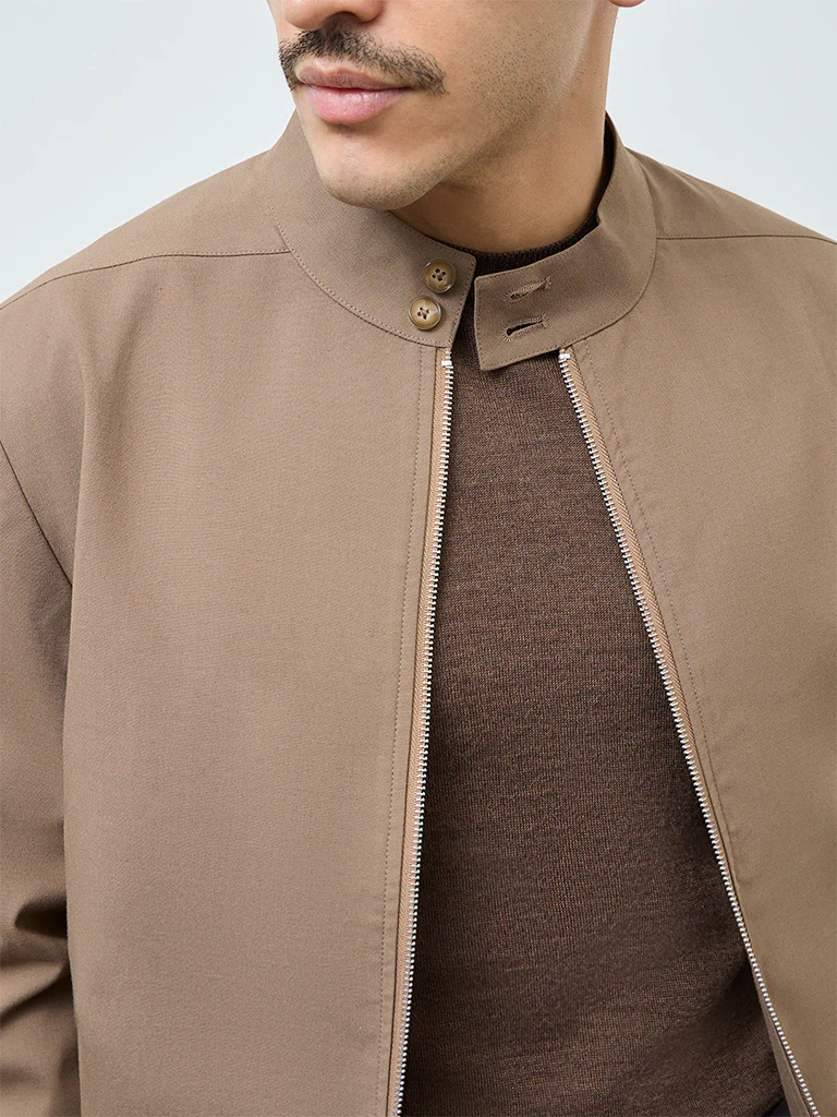 WES Formals Khaki Slim-Fit Jacket - Image 4