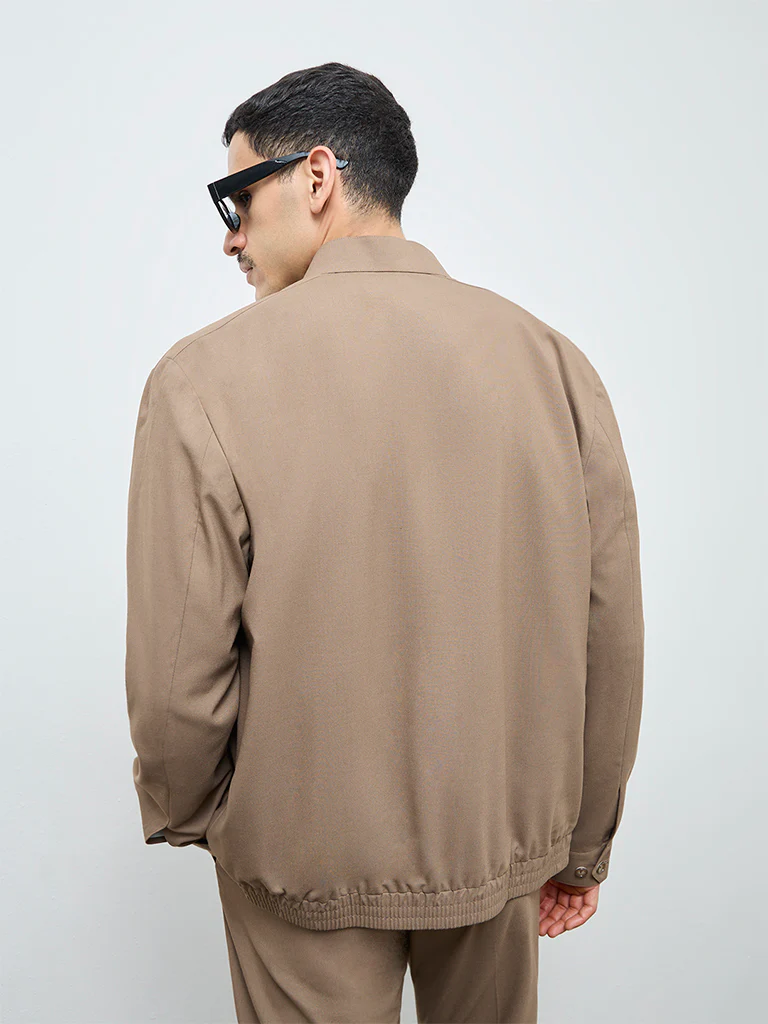 WES Formals Khaki Slim-Fit Jacket - Image 5