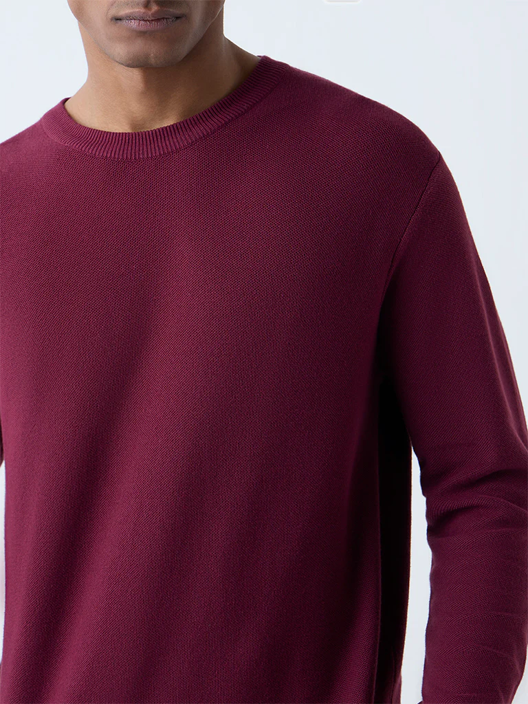 WES Formals Maroon Slim-Fit Sweater - Image 3