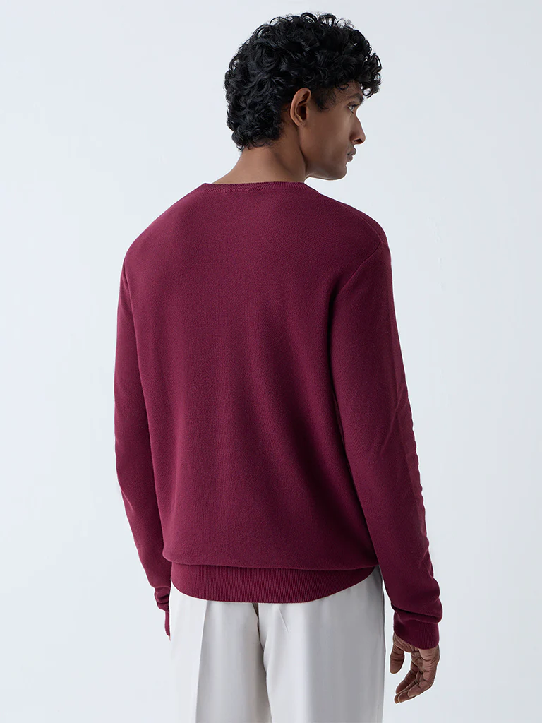 WES Formals Maroon Slim-Fit Sweater - Image 5