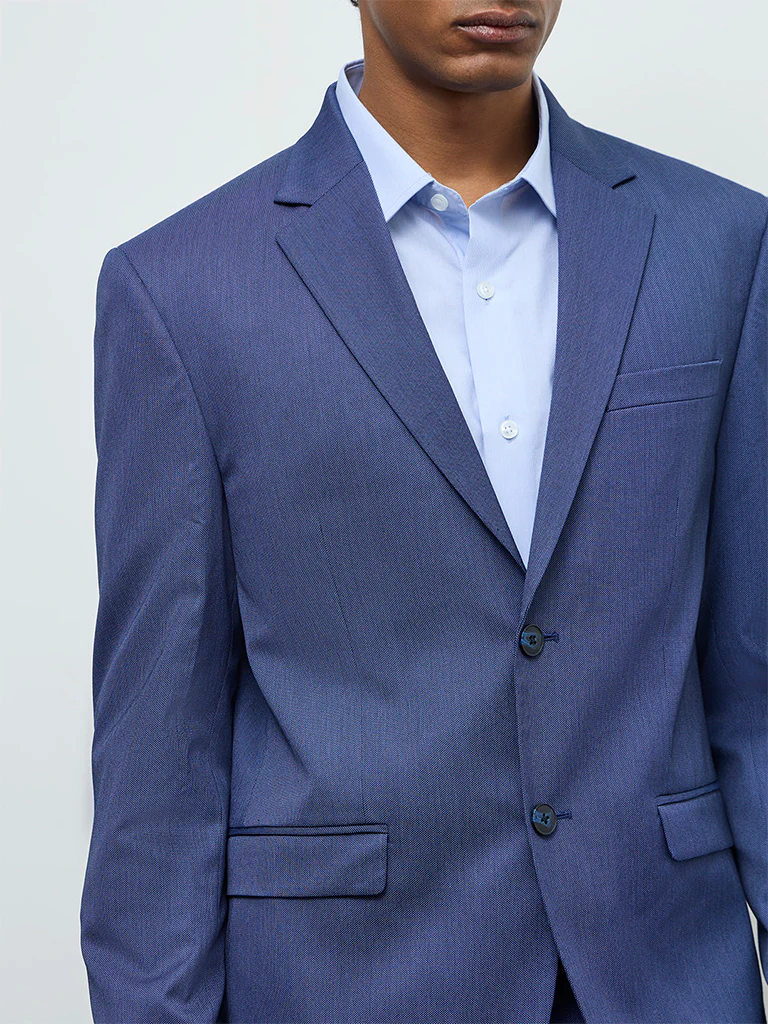 WES Formals Navy Slim-Fit Blazer - Image 3