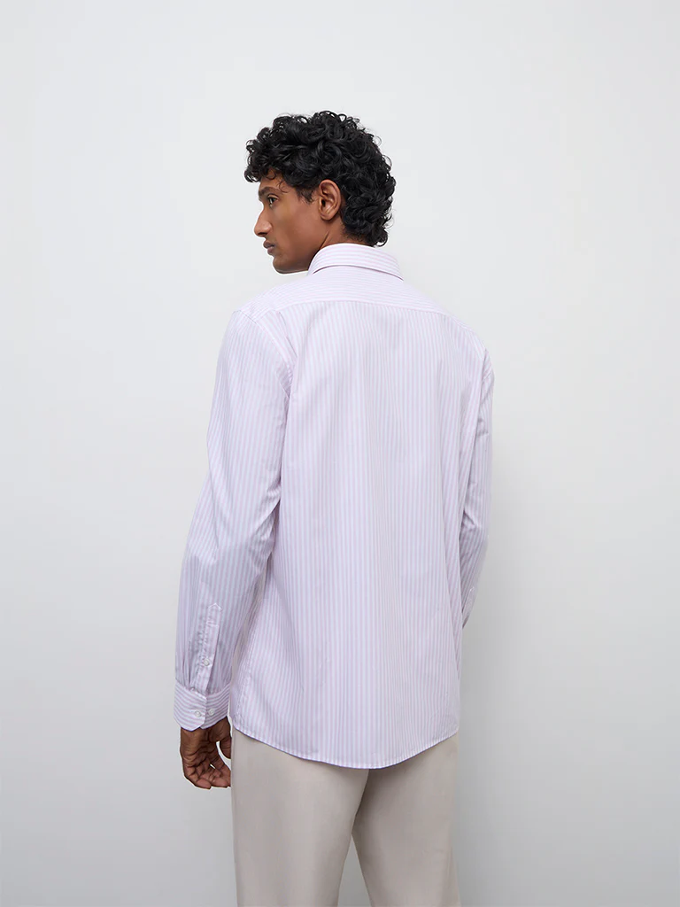 WES Formals Pink Striped Relaxed-Fit Cotton Shirt - Image 4