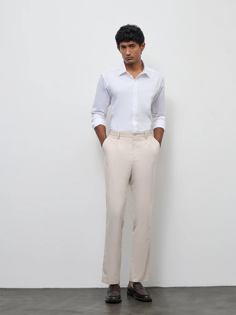 WES Formals Pink Striped Slim-Fit Cotton Shirt - Image 2