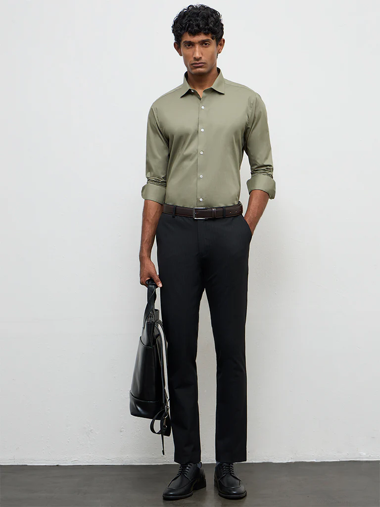 WES Formals Sage Ultra Slim-Fit Cotton-Blend Shirt - Image 2