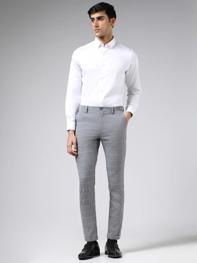 WES Formals Solid White Cotton-Blend Slim-Fit Shirt - Image 4