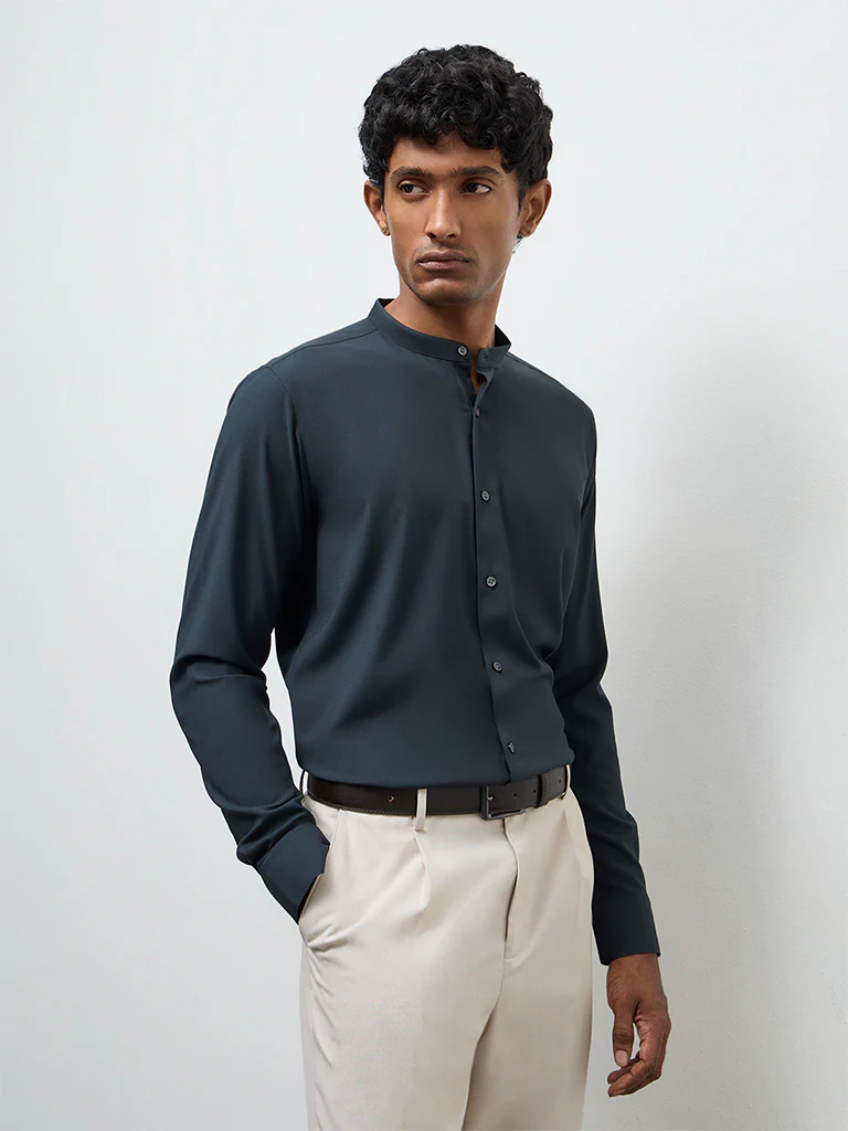 WES Formals Teal Ultra Slim-Fit Shirt